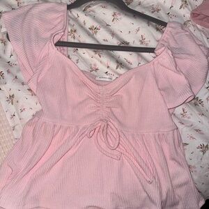 Pink Ruffle Sleeve Top